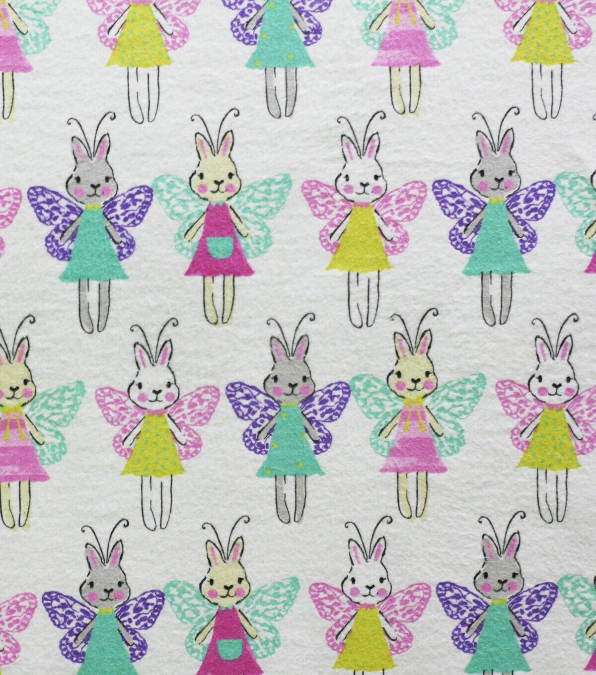 Multi Color Bunny With Wings Super Snuggle Flannel Fabric