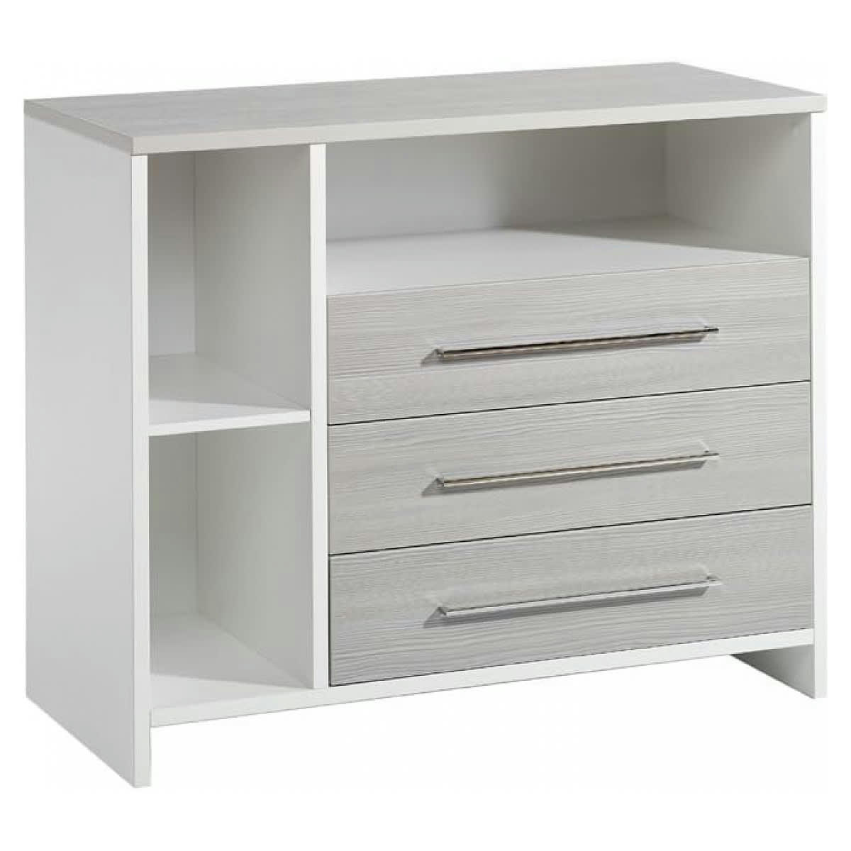 ECO SILVER - Commode avec plan à langer bois blanc et pin argenté