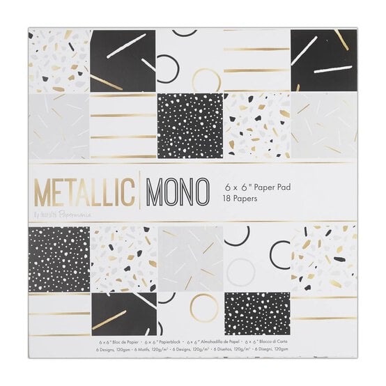 Papermania Metallic Mono Paper Pad 6 x 6 Inches 18 Sheets