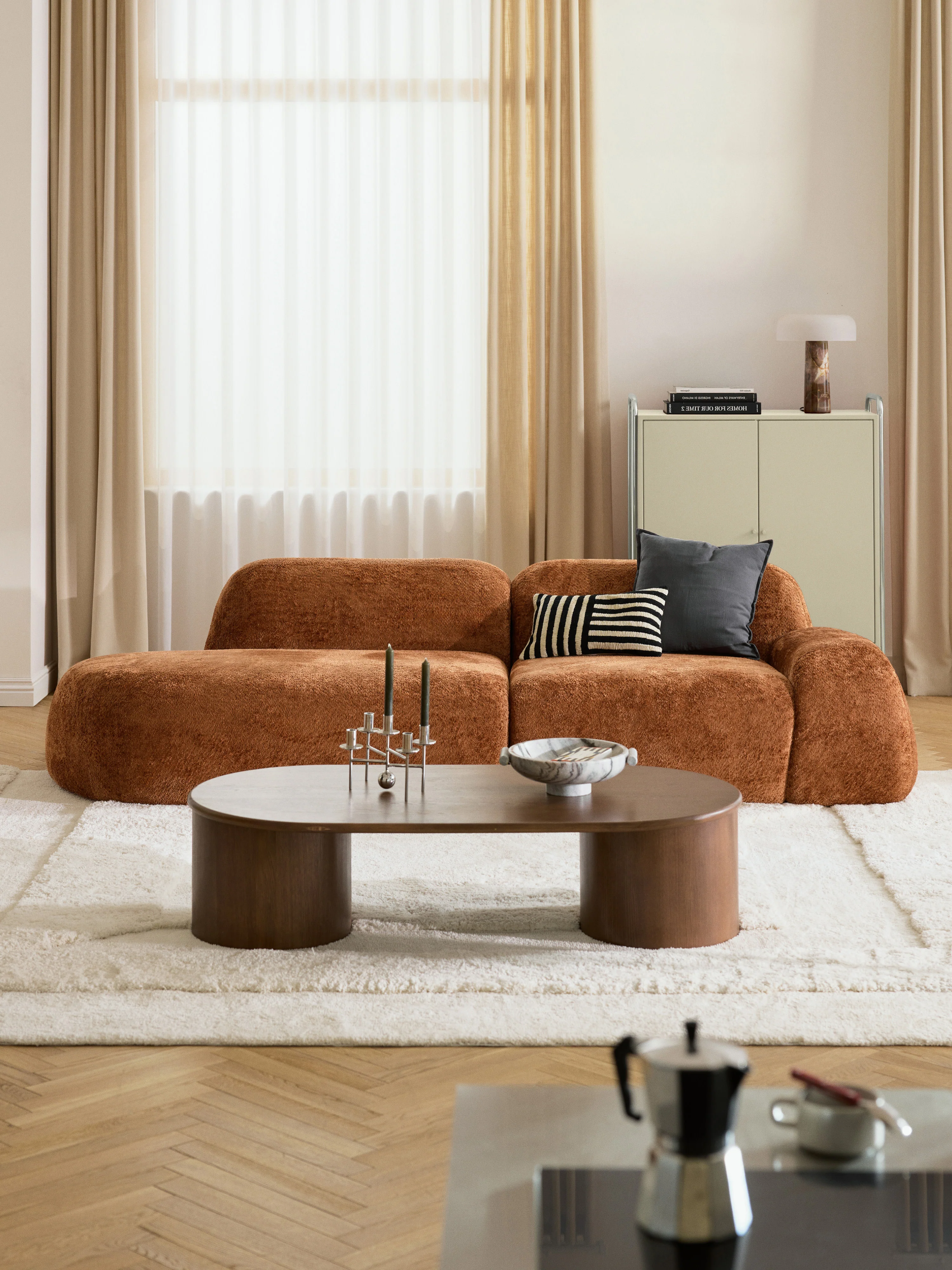Modulare Chaise Wolke (3-Sitzer) aus Teddy-Bouclé