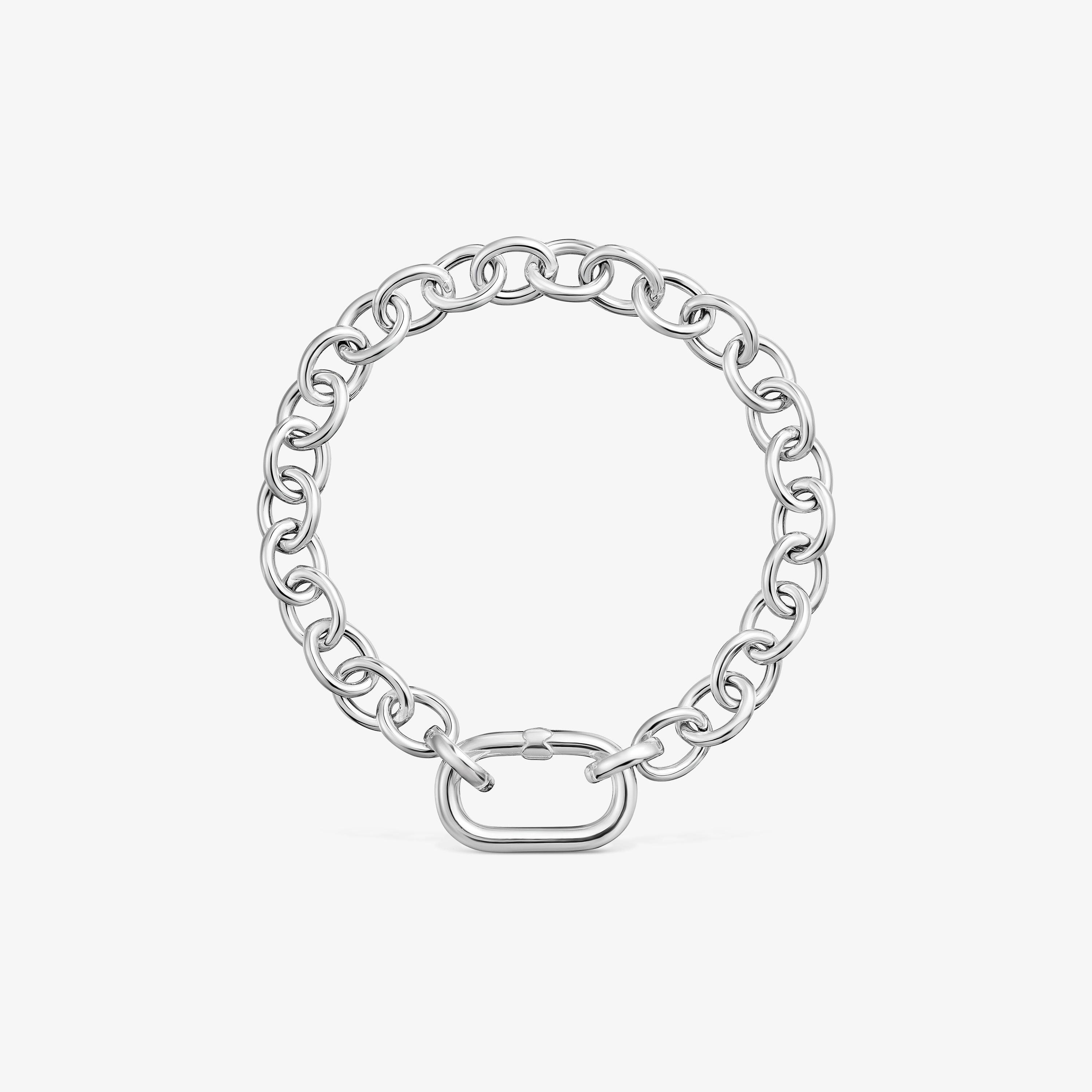 Pulsera cadena de plata y anilla Hold Oval
