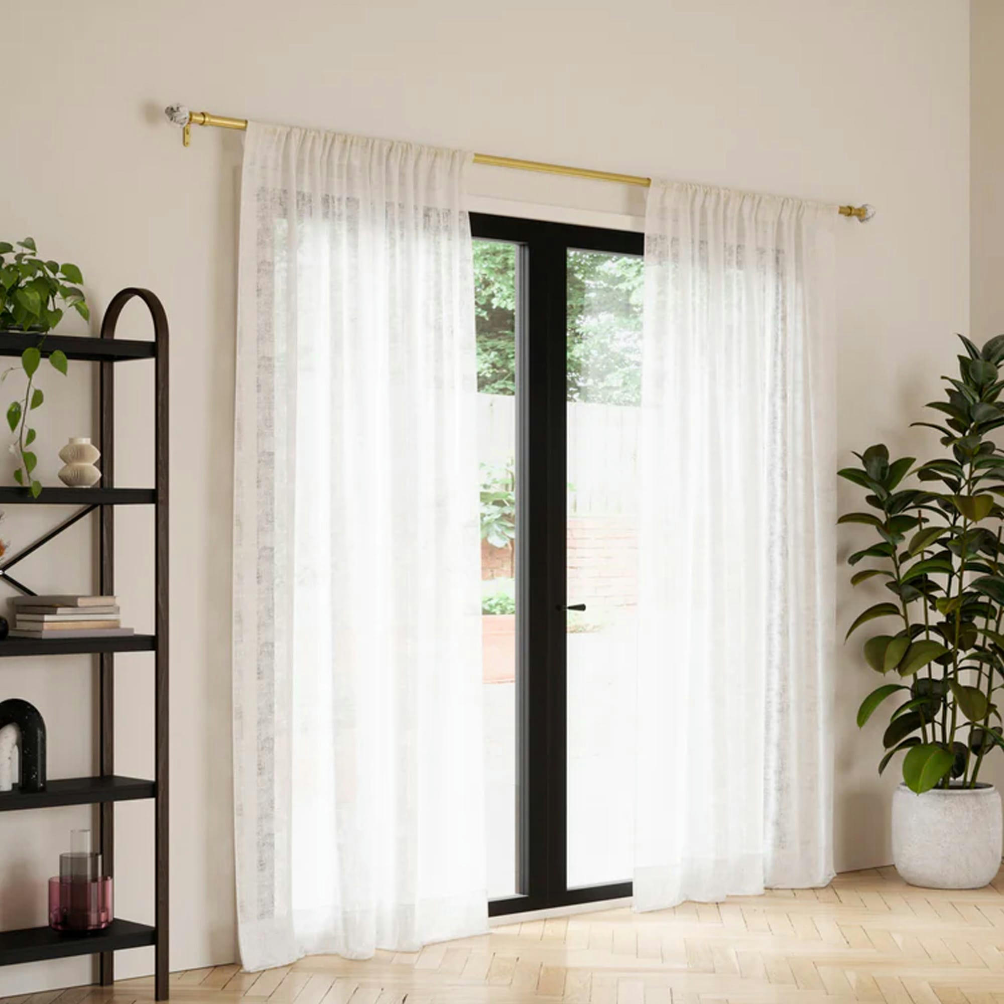 - Tringle à rideaux en métal doré extensible de 91 à 183cm