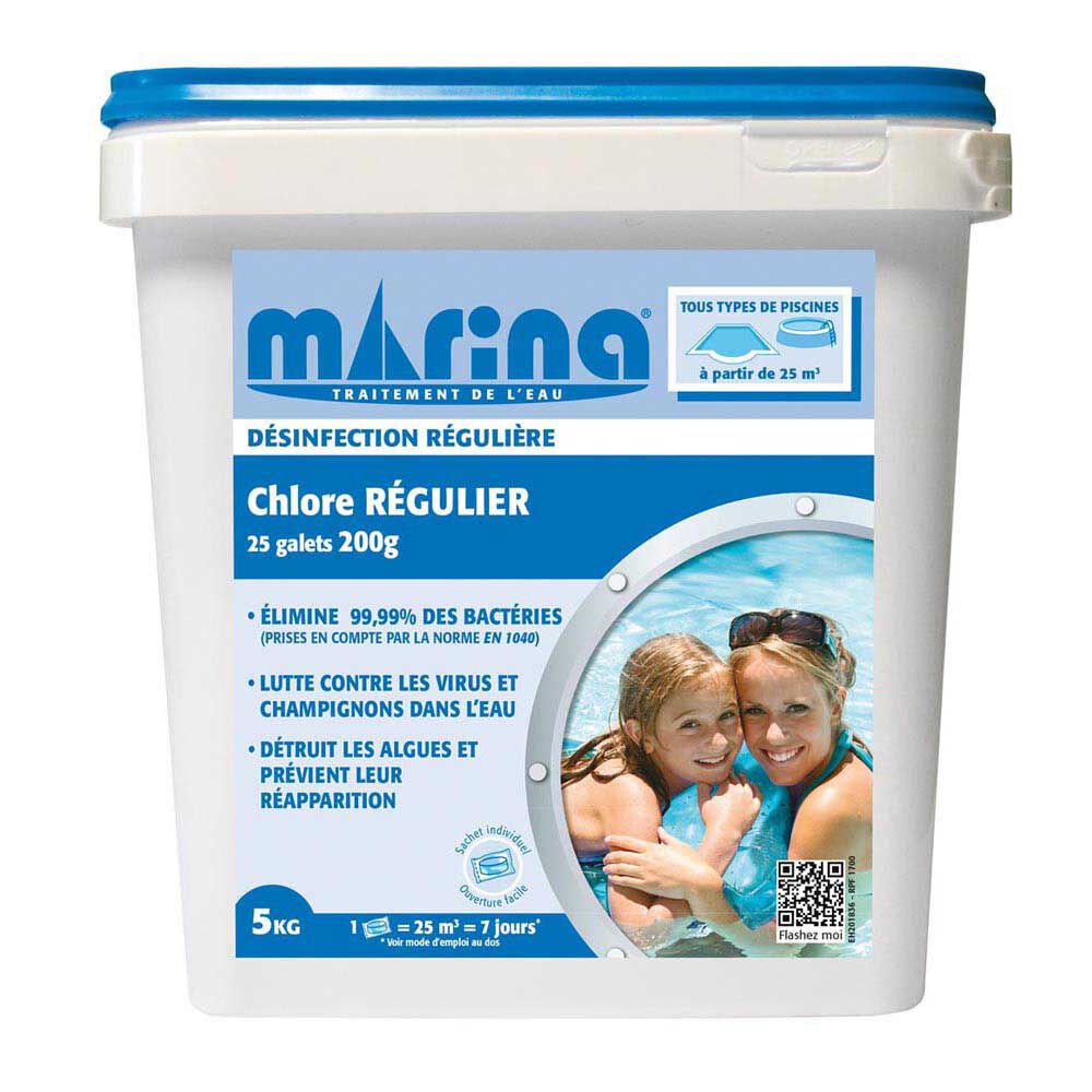 Chlore régulier galet 25x200g Marina 5kg