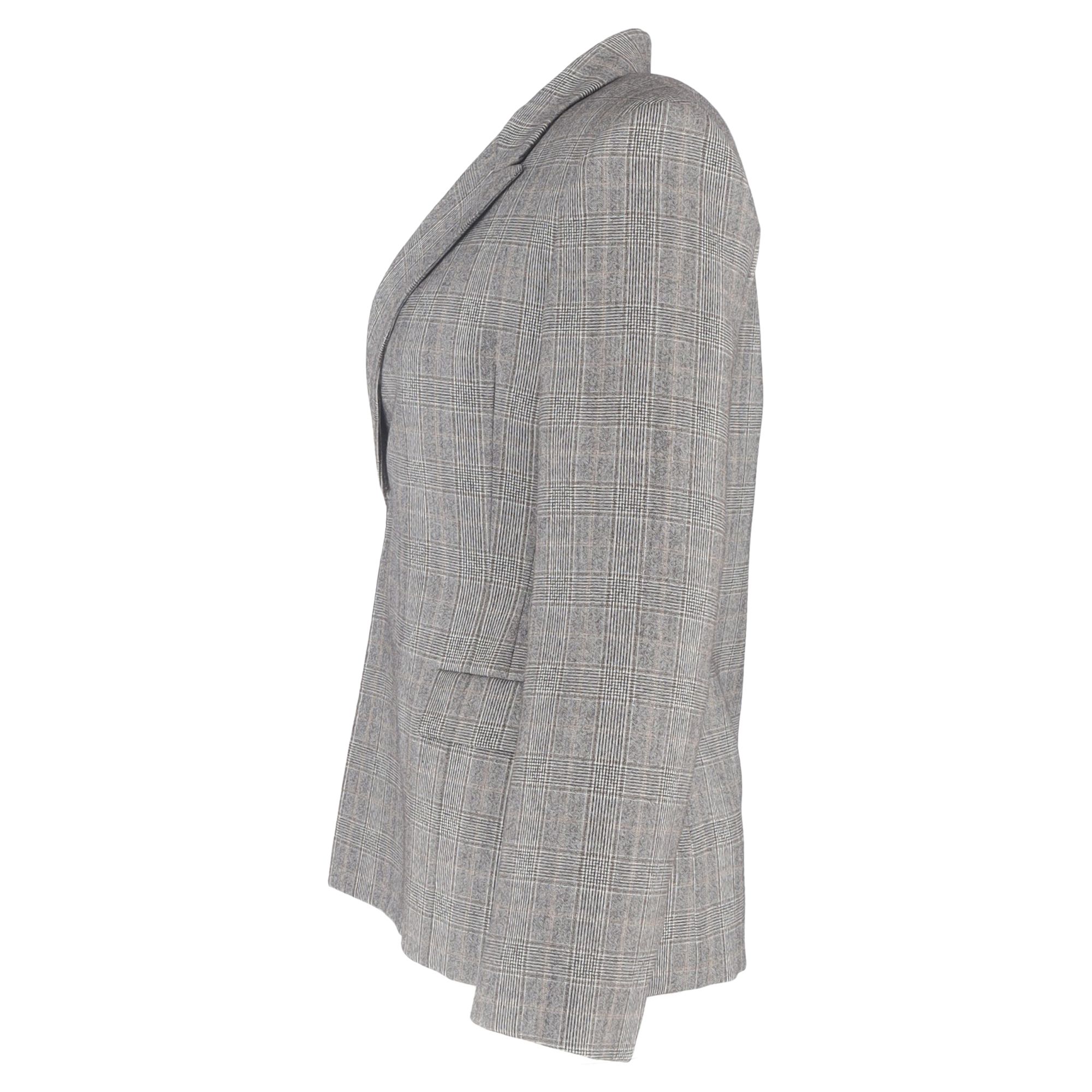 Balenciaga Preloved Prince Of Wales Checked Blazer in Grey Wool