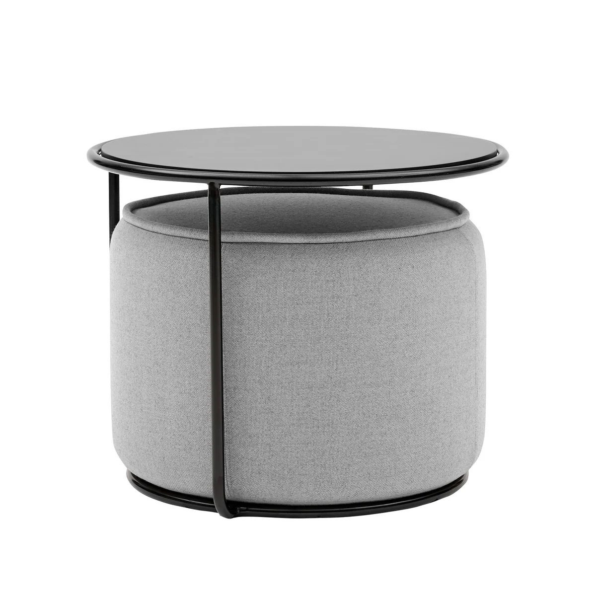 Softline - Tom Pouf und Beistelltisch, Ø 58 x H 47 cm, schwarz / Vision hellgau (445)