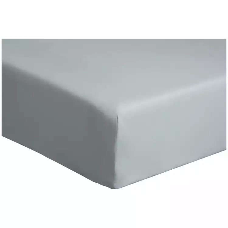 Habitat Cotton Rich 180TC Plain Duck Egg Fitted Sheet-Single