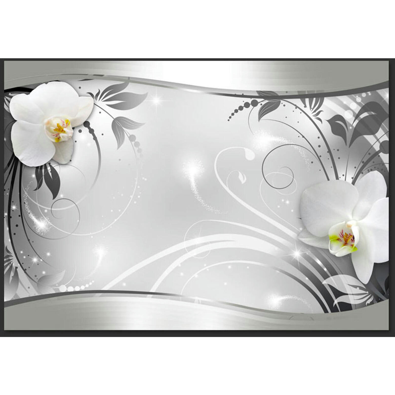 - Papier peint abstraction en argent 400 x 280 cm