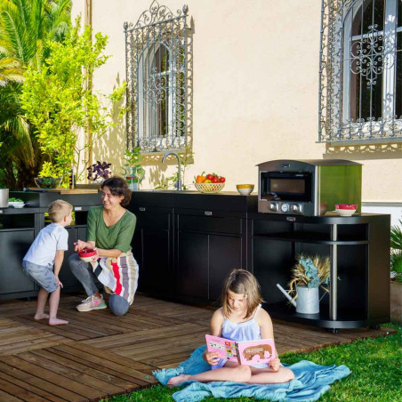 Meuble de cuisson arrondi Droite Noir - Le Marquier