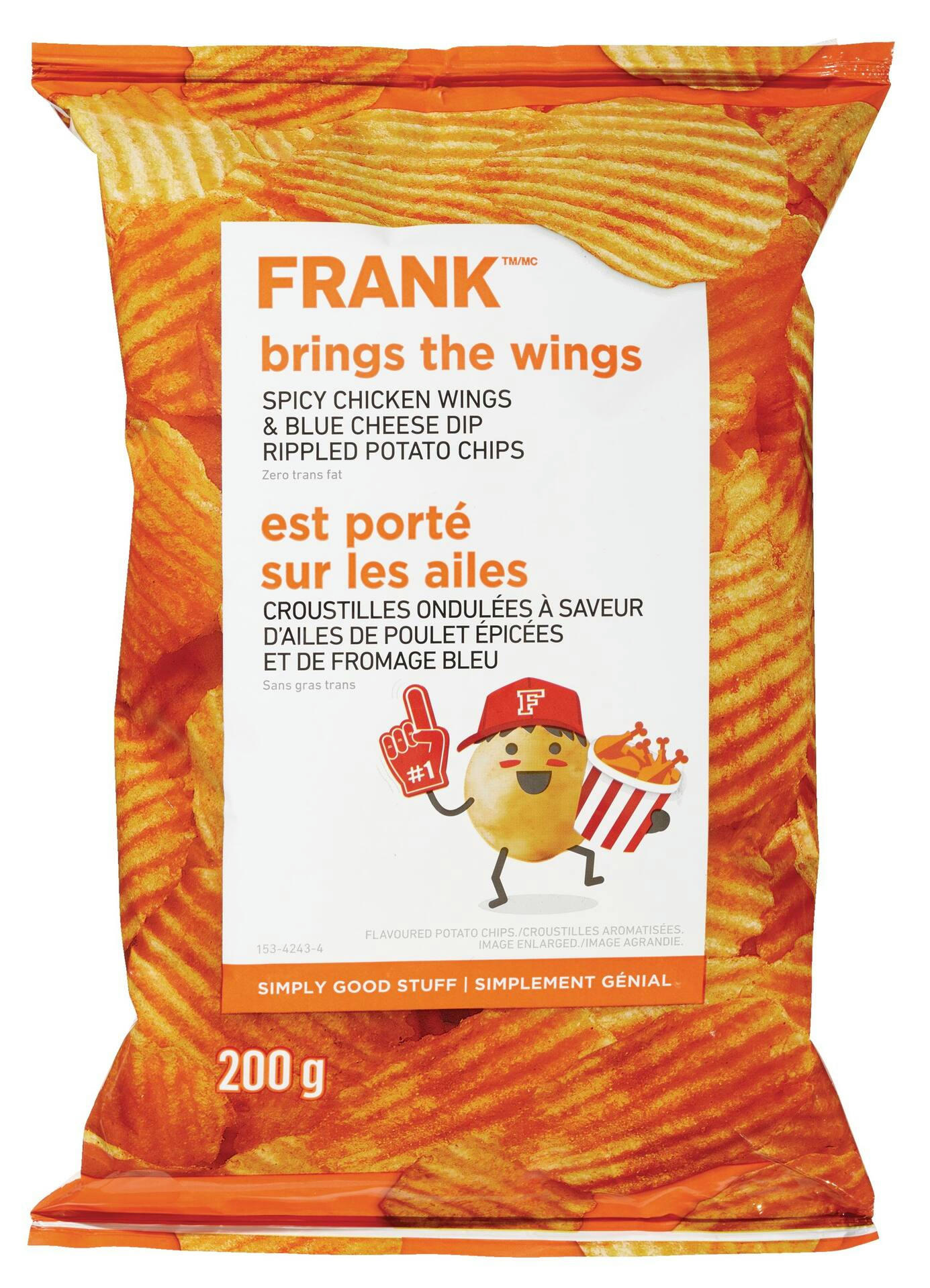 FRANK Spicy Chicken Wing & Blue Cheese Ripple Chips, 200-g