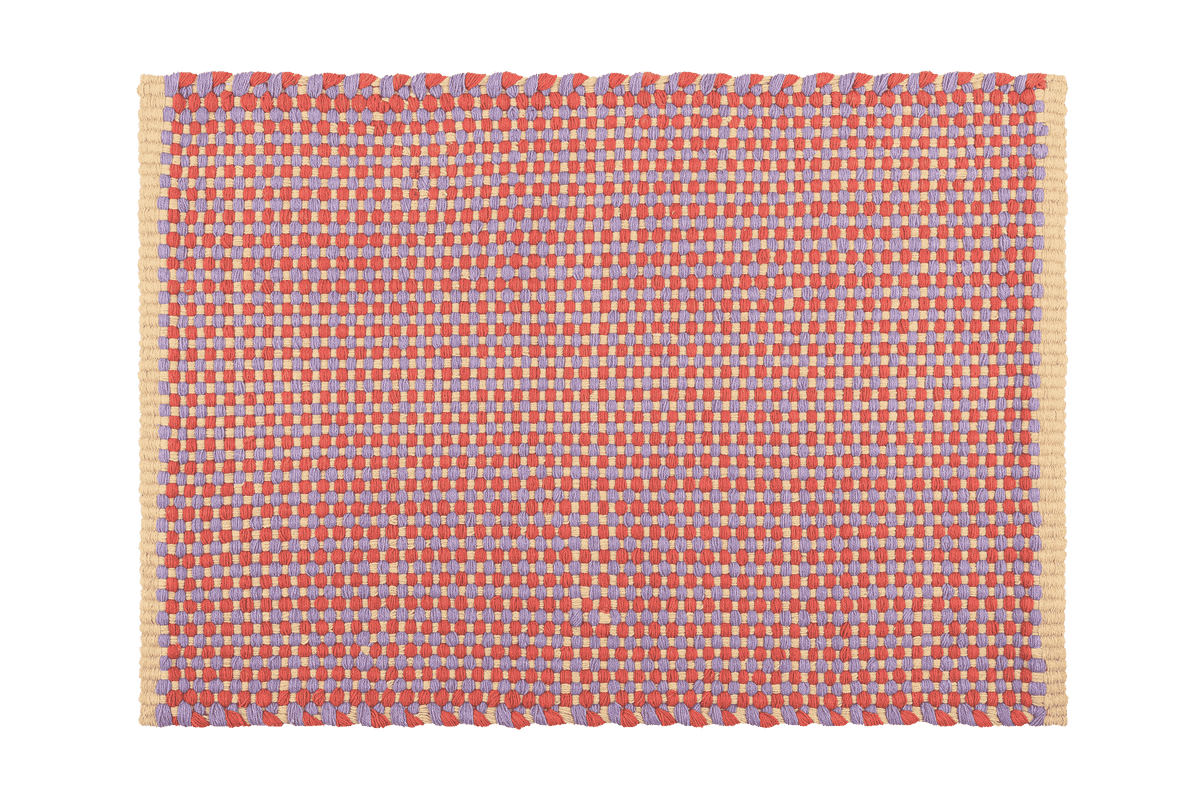 noo.ma handgeweven katoenen deurmat 50-70 cm - terracotta, lila & geel