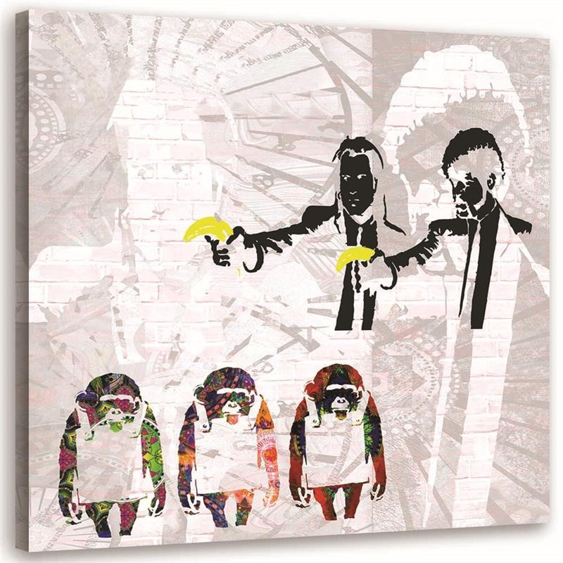 Feeby Obraz na płótnie Banksy gangsterzy i 3 małpy 30x30