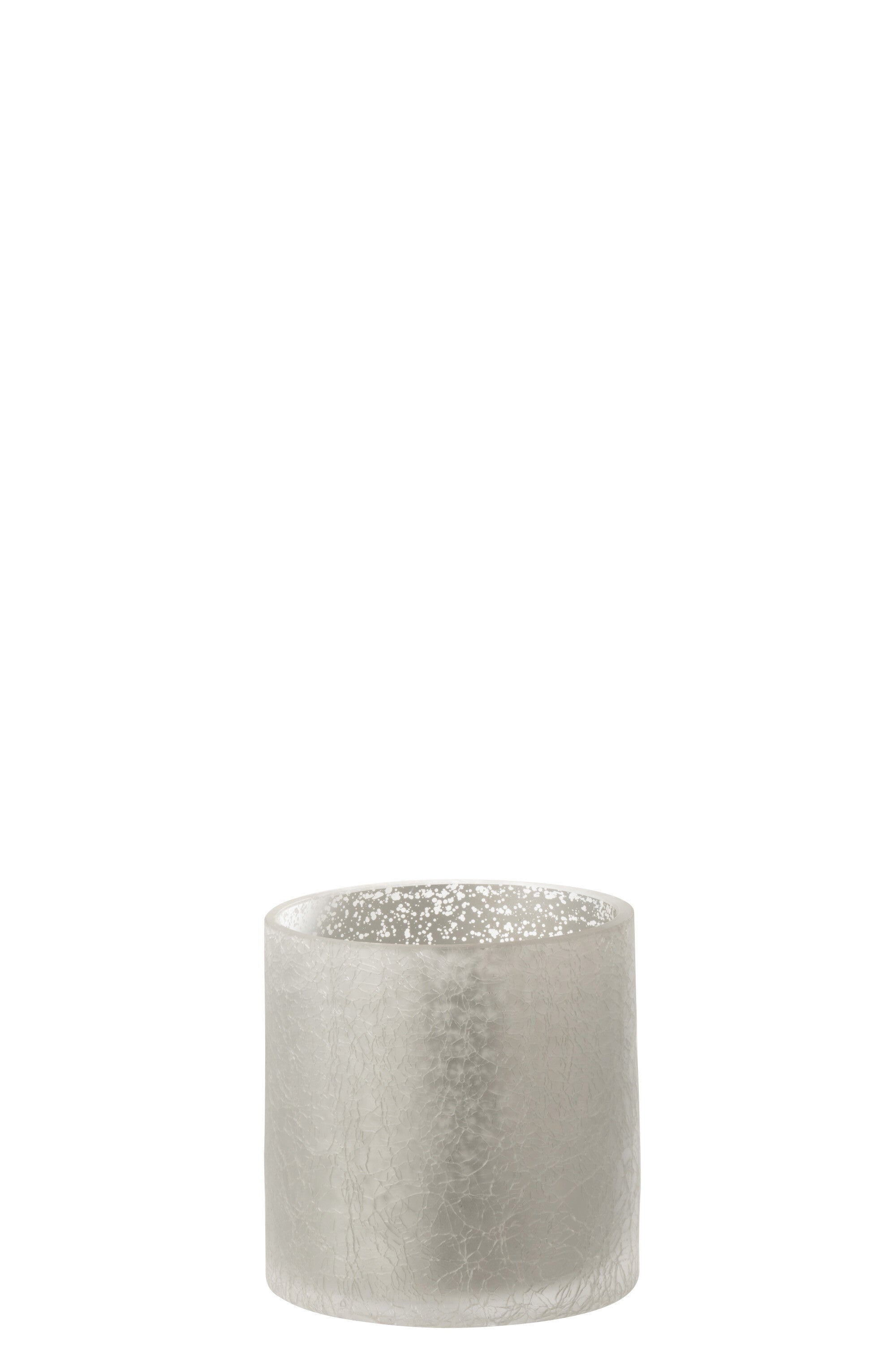 J-Line windlicht Cilinder Craquelé - glas - grijs - small