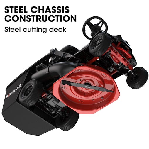 NNEMB 24' Ride On Lawn Mower, Lithium Electric Start System, 6HP 224cc, 5 Cut Heights, Catcher and Mulch Kit
