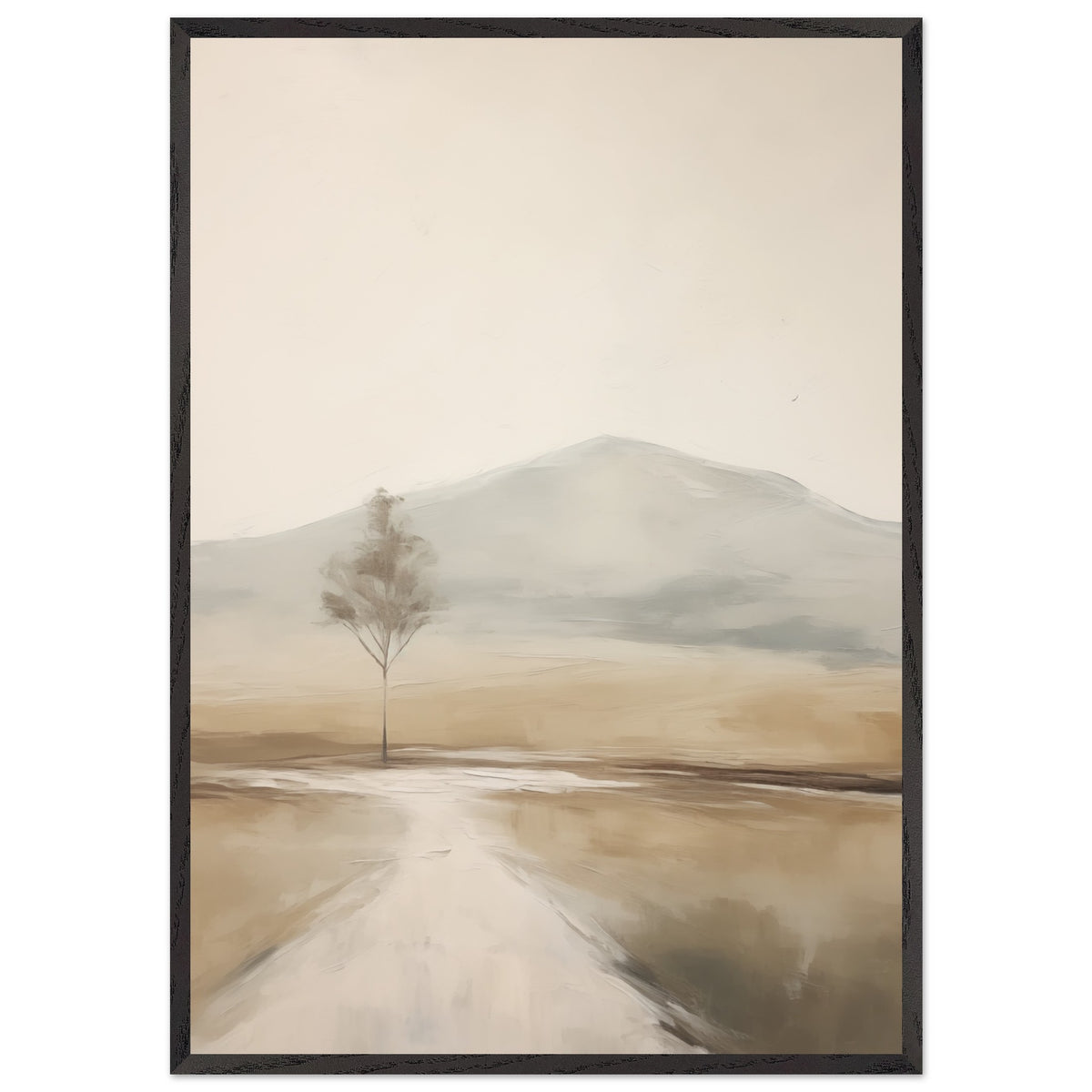Artfulprints Poster met Lijst Abstract - Tree path  - 70x100 cm - Taupe
