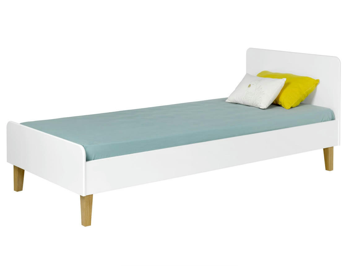 SKYE - Lit enfant 90x200 Blanc et Bois