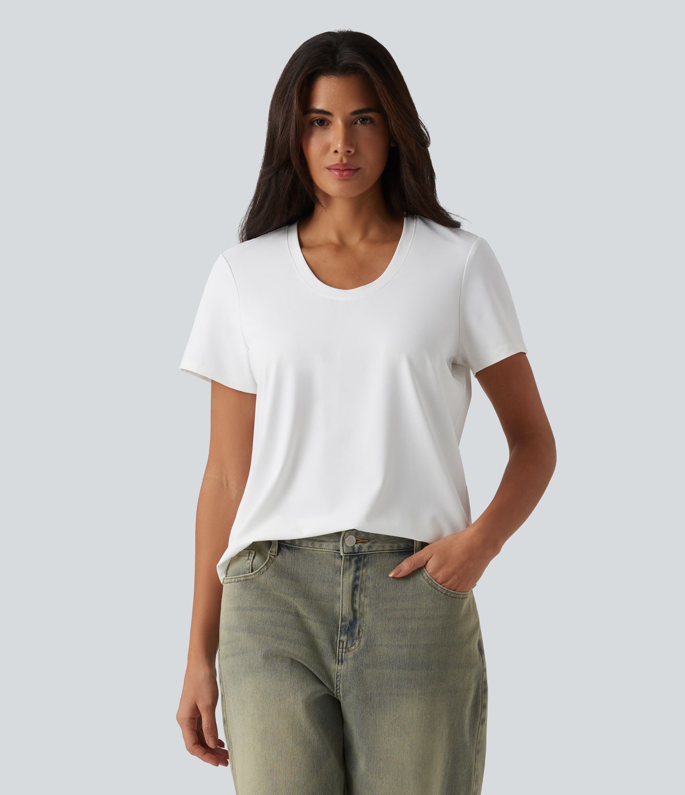 T-shirt décontracté col U manches courtes