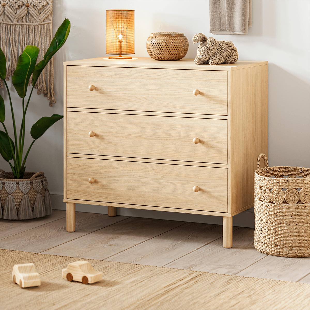 TELA - Commode 3 tiroirs naturel