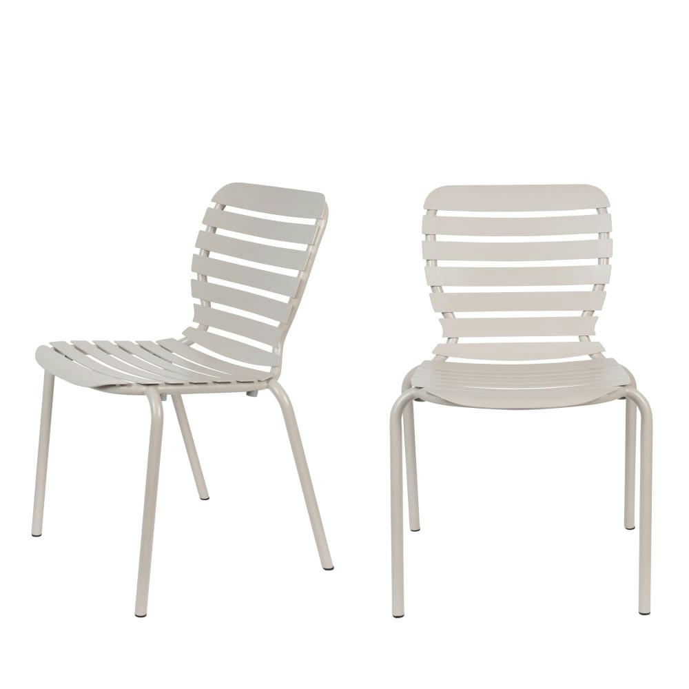 VONDEL - Lot de 2 chaises de jardin en métal beige