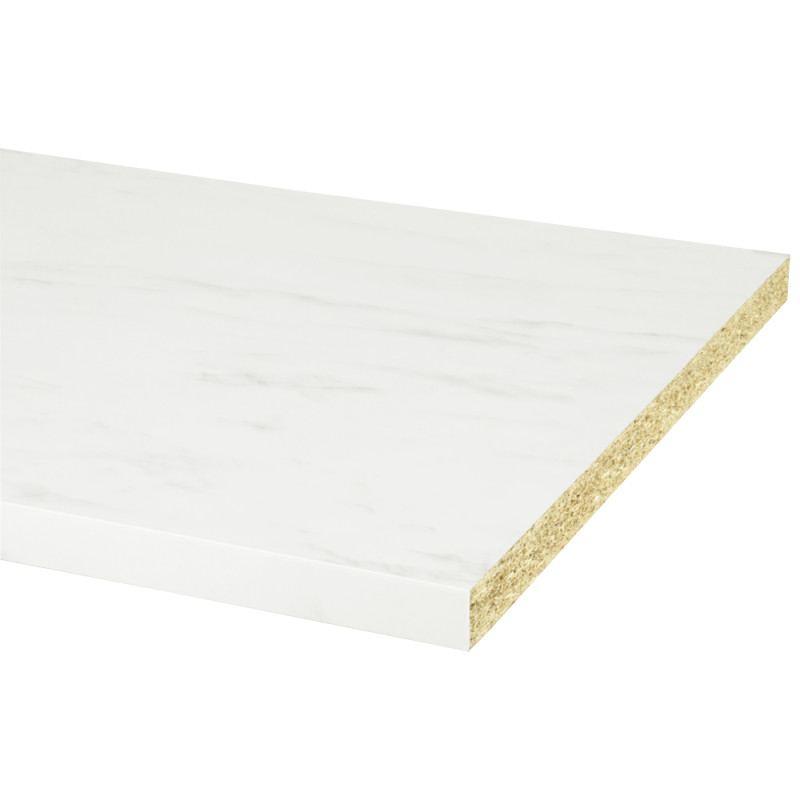 Plan de travail en bois aggloméré marbre blanc mat 304 x 64 x 3,8 cm CANDO