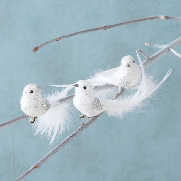 Hängefigur »Vogel mit Clip«, Federn, weiß