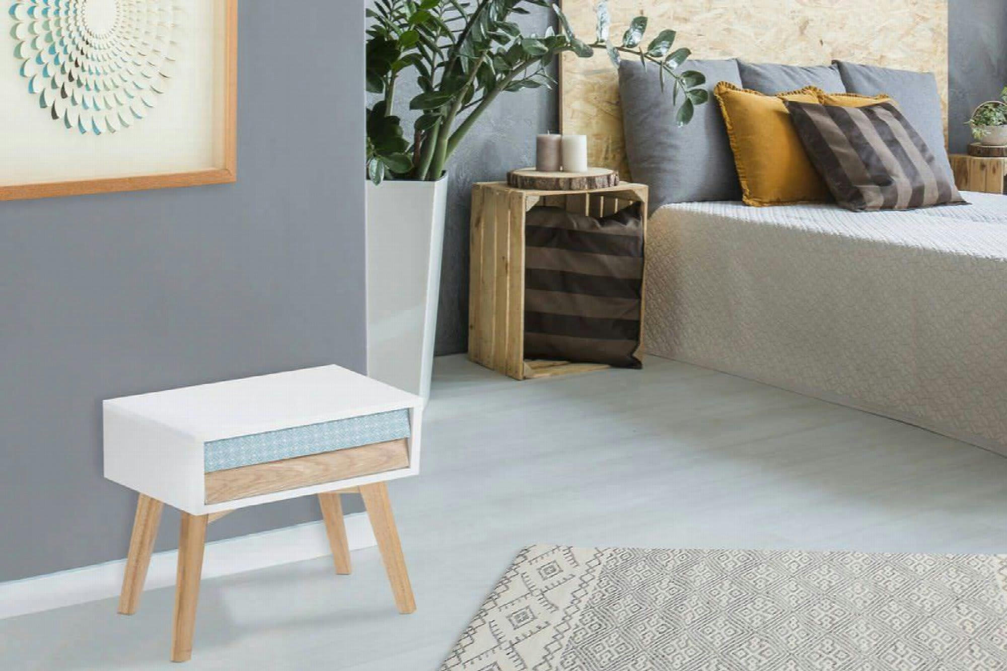 HAILEY - Table chevet Bois Blanc