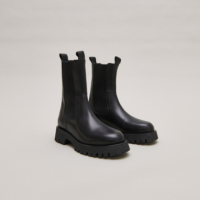 Bottines à plateformesen cuir noir | RIDLE