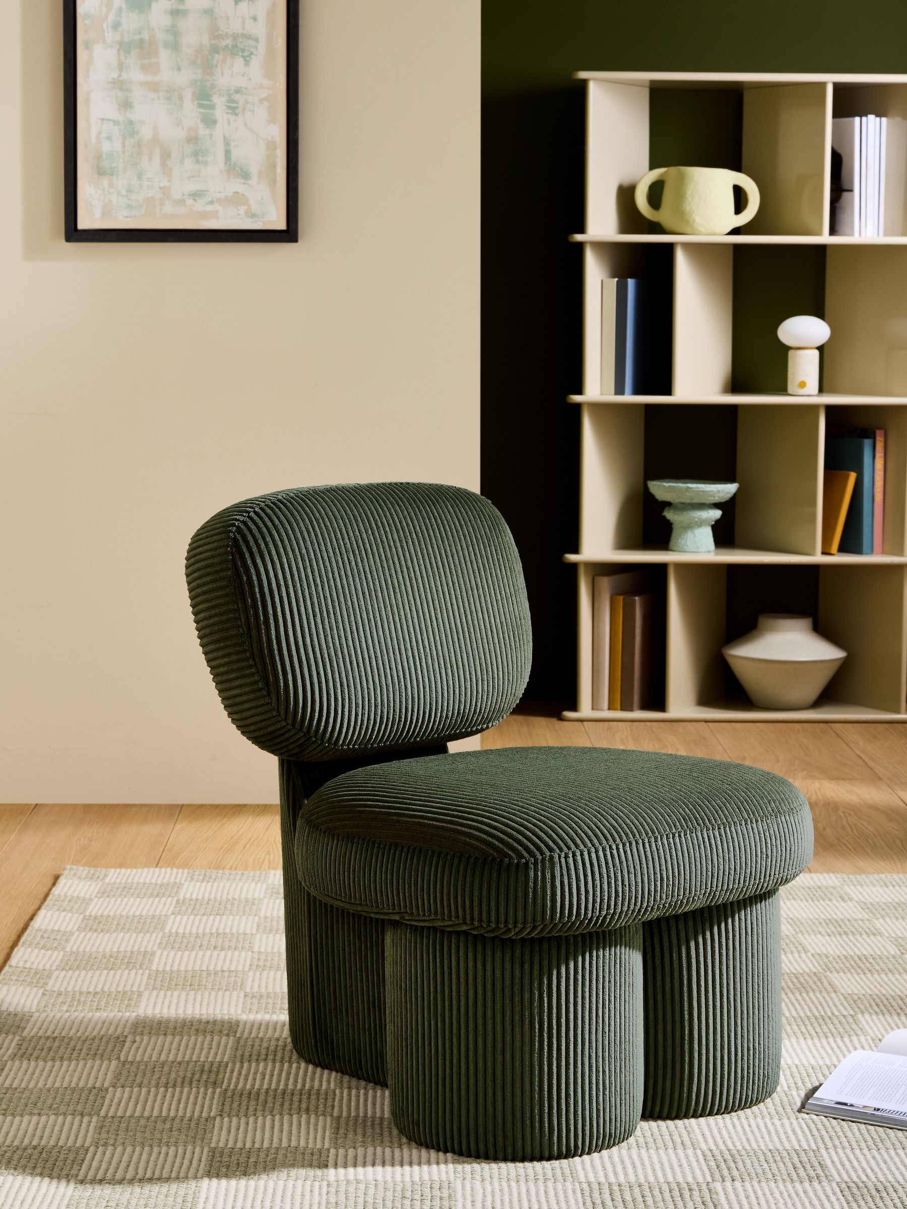 Thea Accent Chair in Forest Green Corduroy