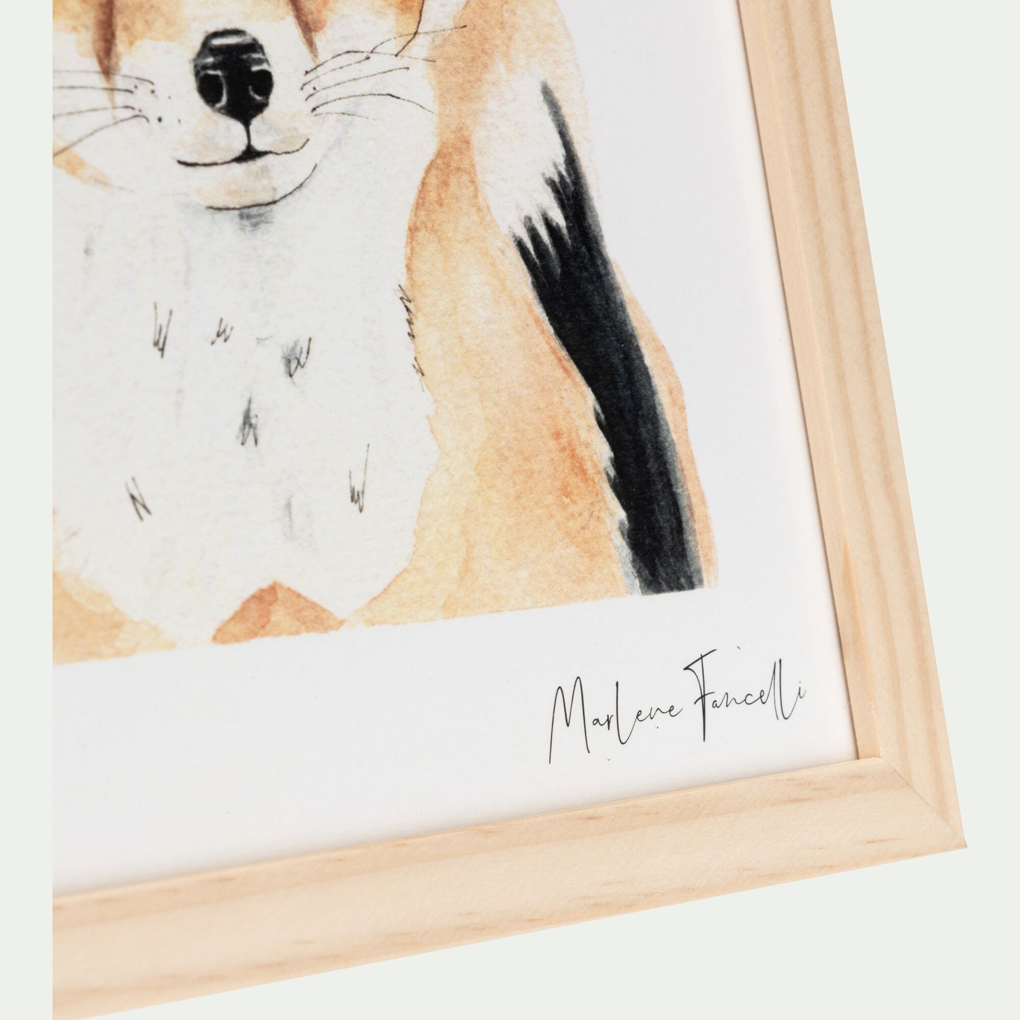 FAMILLE RENARD - Image aquarelle encadrée famille de renards - A4