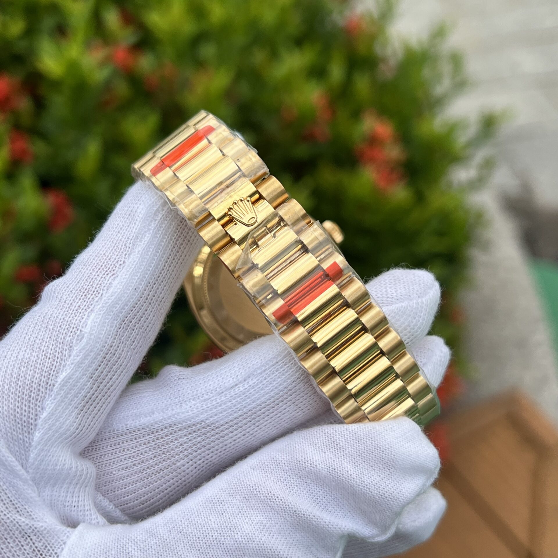 Rolex Day-Date 128348RBR YG Plated Ombre Green Dial CZ Diamonds 36mm EWF Replica