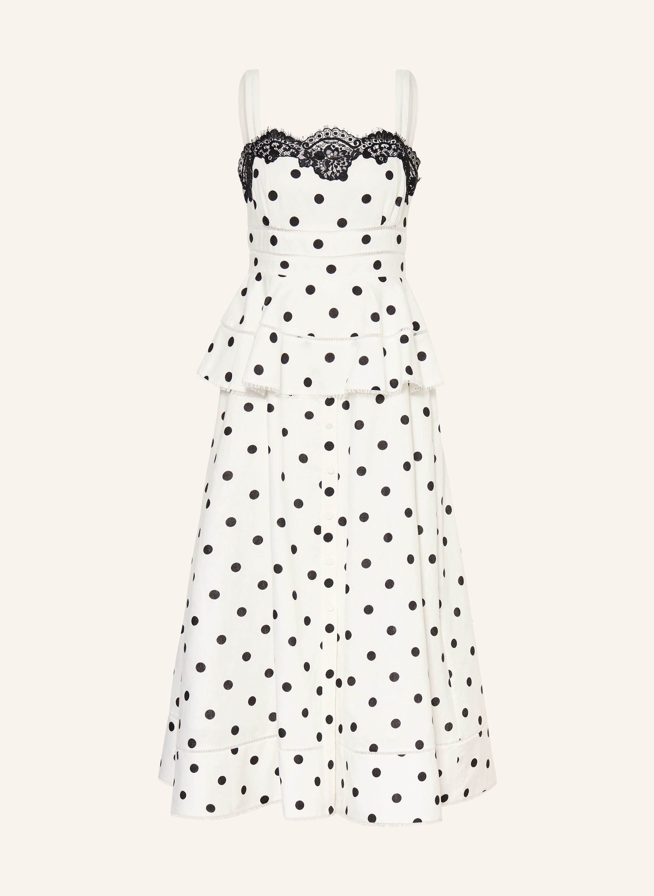 self-portrait Kleid mit Leinen und Spitze