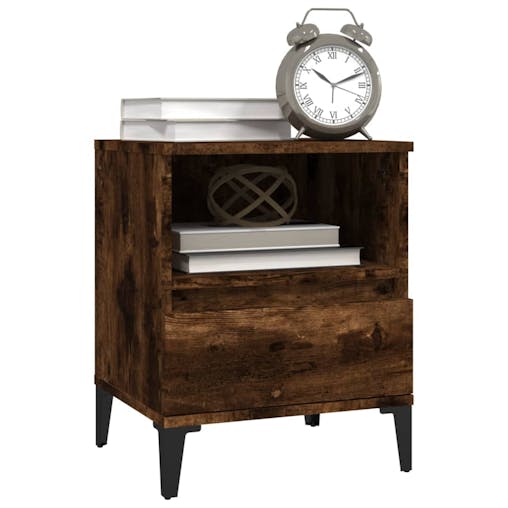 NNEVL Bedside Cabinets 2 pcs Smoked Oak 40x35x50 cm