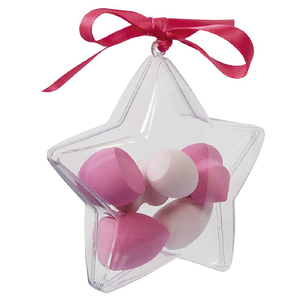éponge cosmétique x6 dans boÎte No&euml;l plastique transparent (2 modèles)
