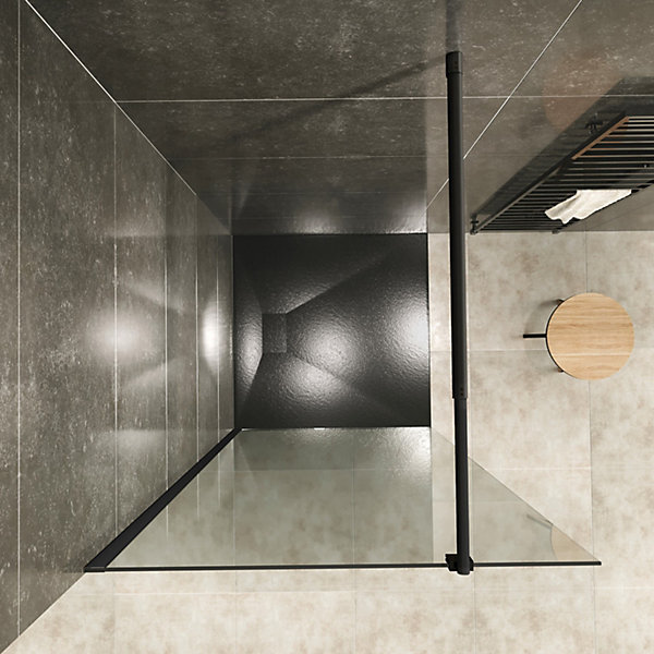 Paroi douche Italienne ROMA-BLACK 160 x 200 cm verre 10 mm transparent, noir, Saniverre