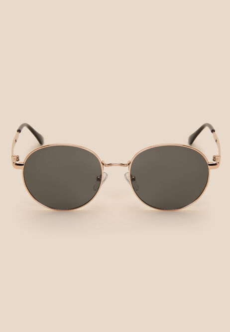 Girls Gold Metal Round Frame Sunglasses