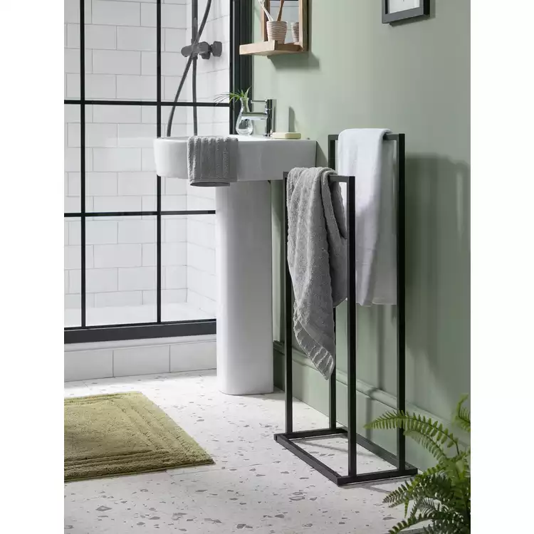 Habitat 2 Tier Freestanding Towel Rail - Black