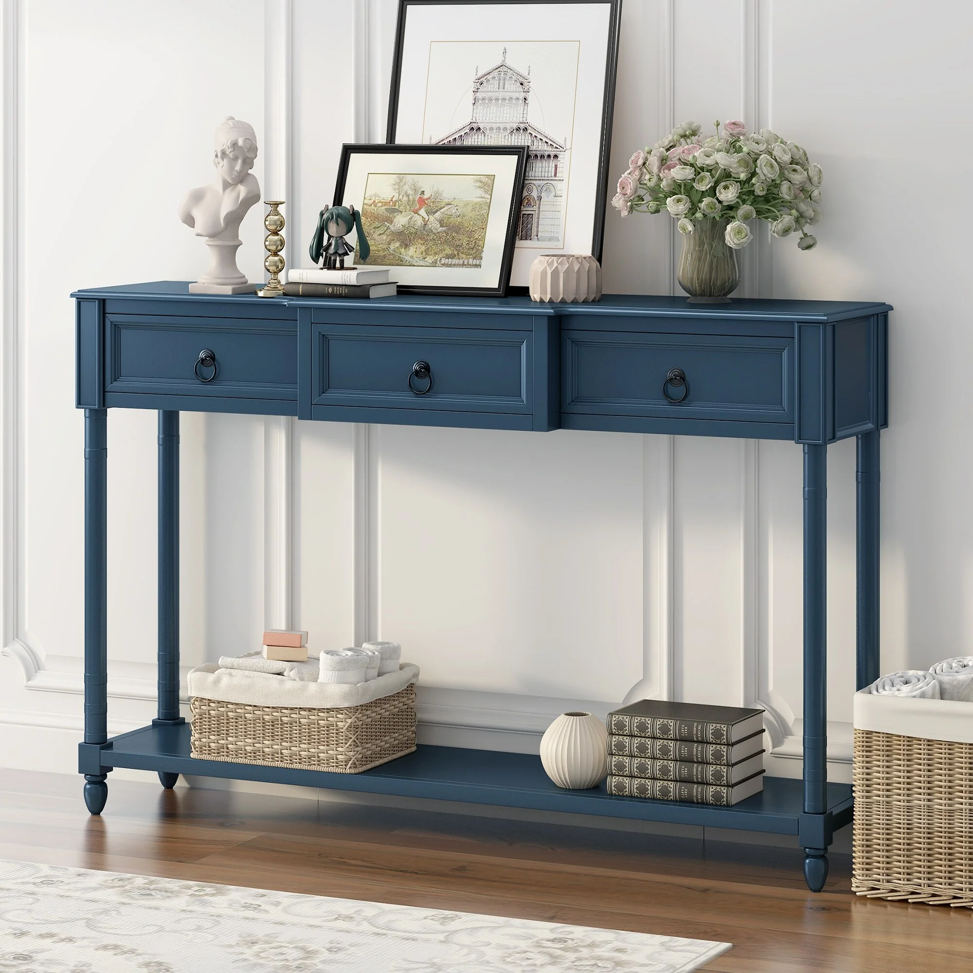 3-drawer Console Sofa Table for Entryway - 13.00 x 52.00 x 34.30