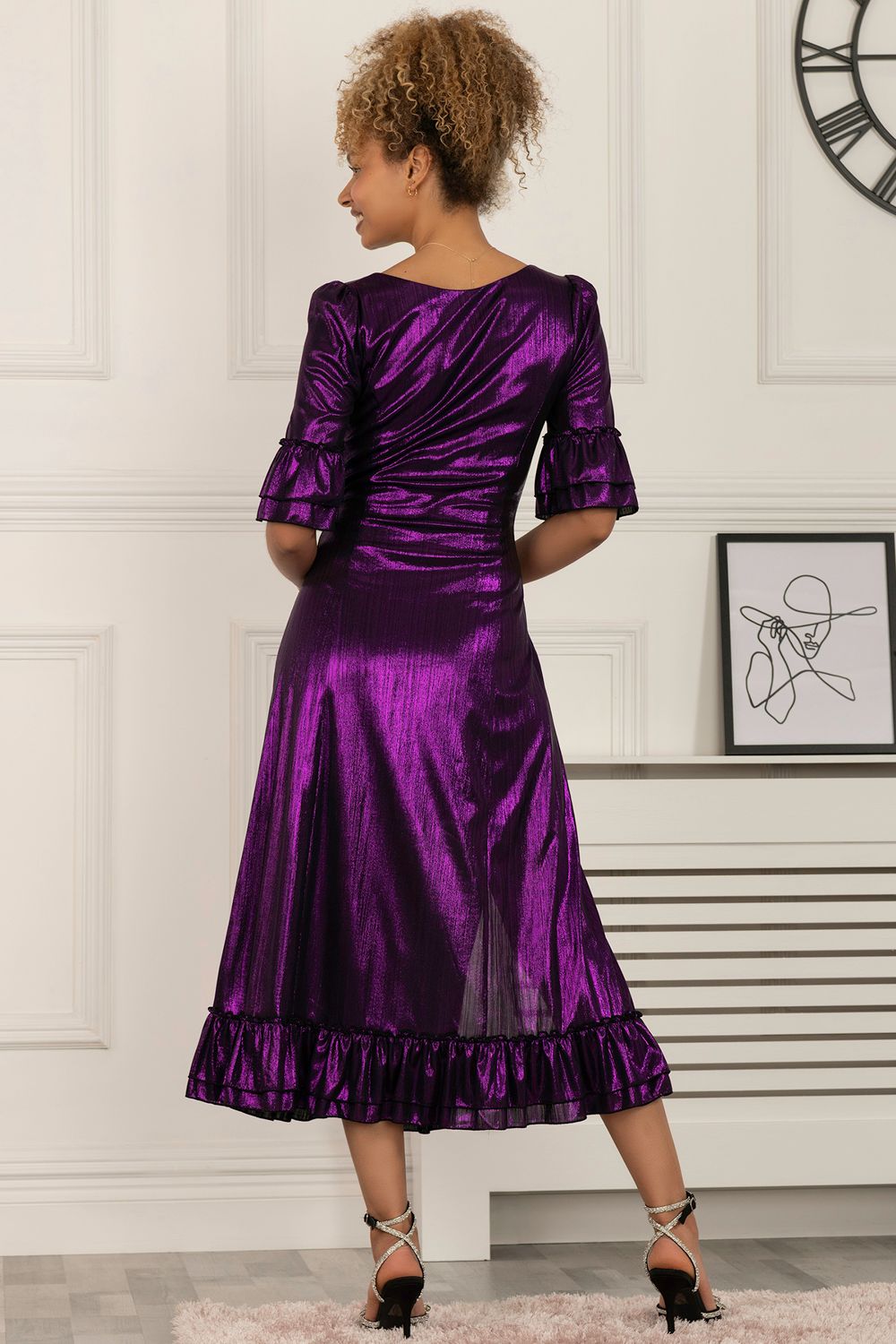 Jolie Moi Janice Square Neck Frill Midi Dress