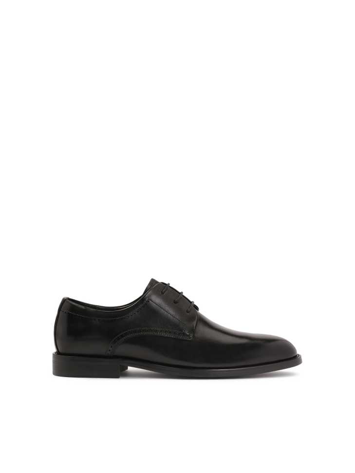 Black men's shoes with decorative perforation