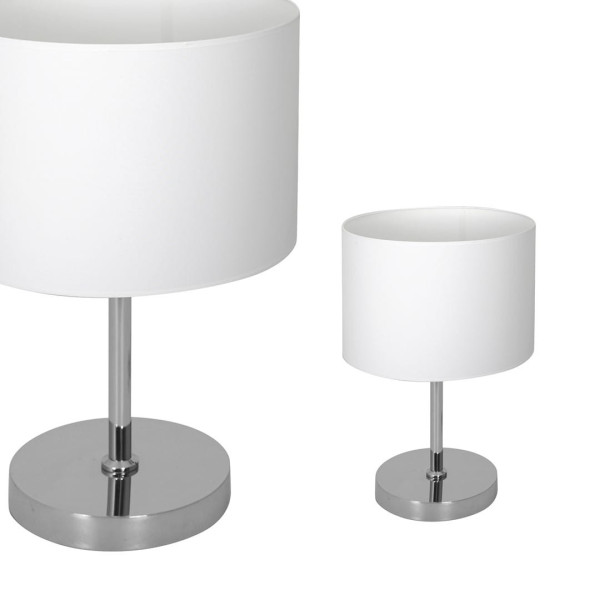 Lampa stołowachromowana biała CASINO 1xE27x60W wys:40cm Milagro
