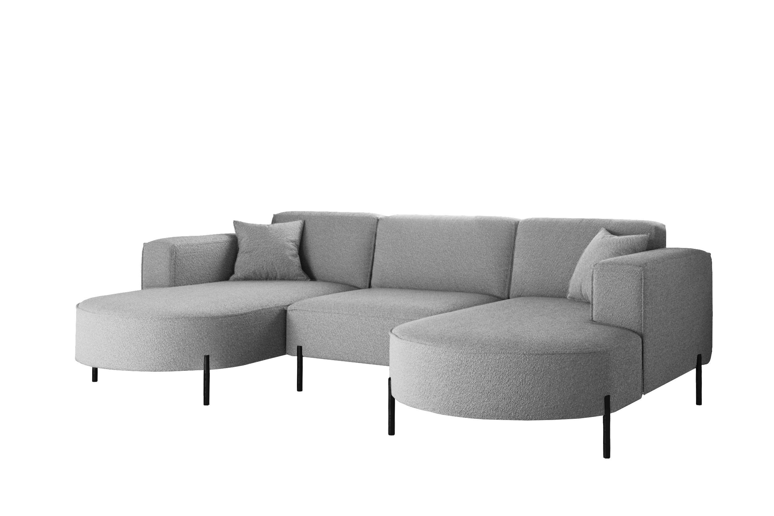 Narożnik, Sofa w kształcie U Modena Rein tkanina Quelle Szary