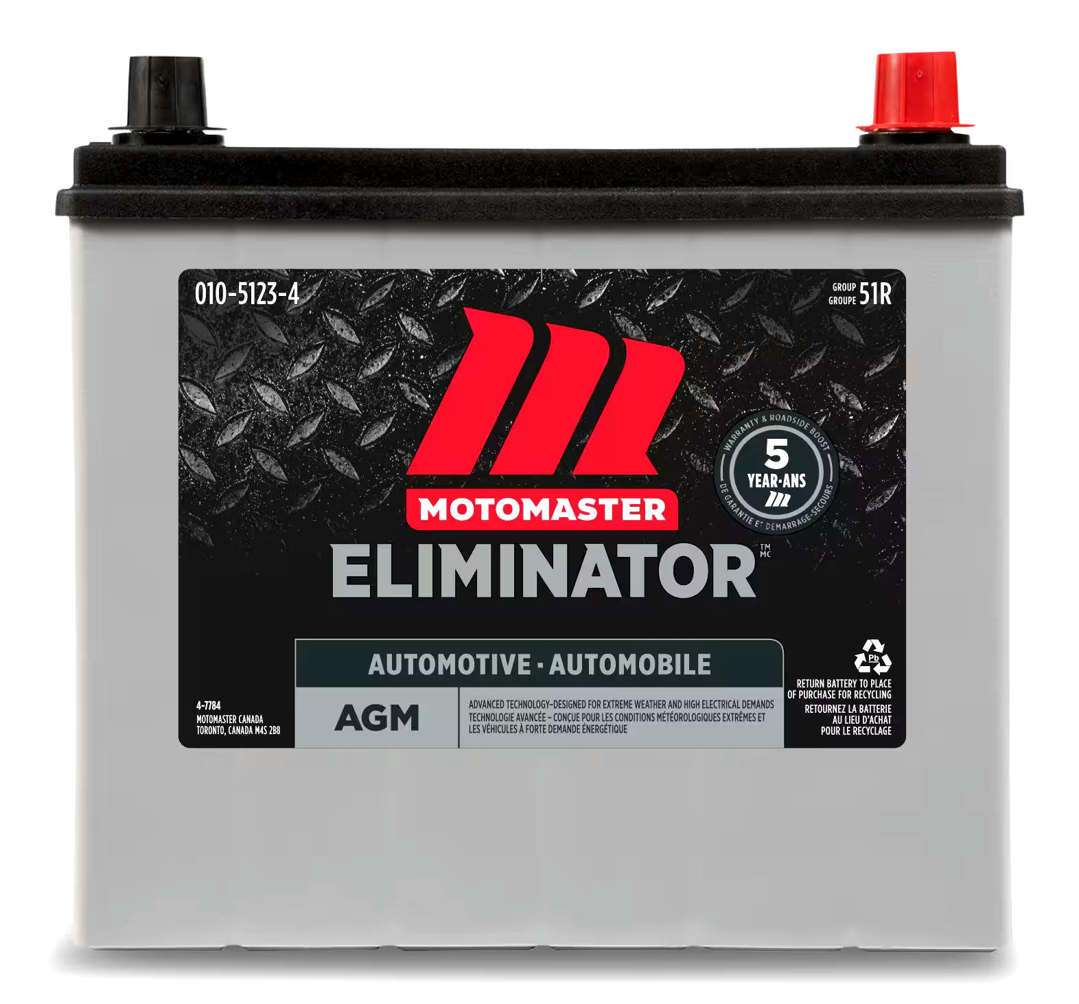 MOTOMASTER ELIMINATOR AGM Group Size 51R Battery, 500 CCA