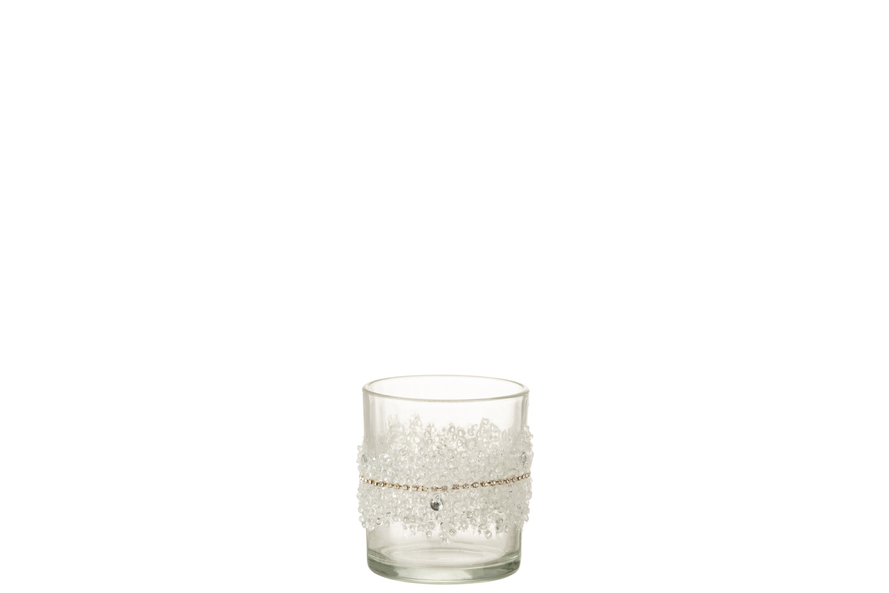 J-Line theelichthouder Suiker Diamanten Lijn - glas - transparant - small - 8 stuks