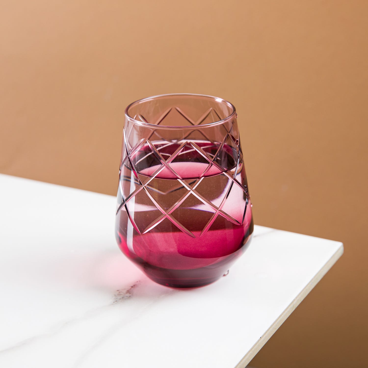 Bicchiere acqua vetro rosso sfumato 425 ml Twirl