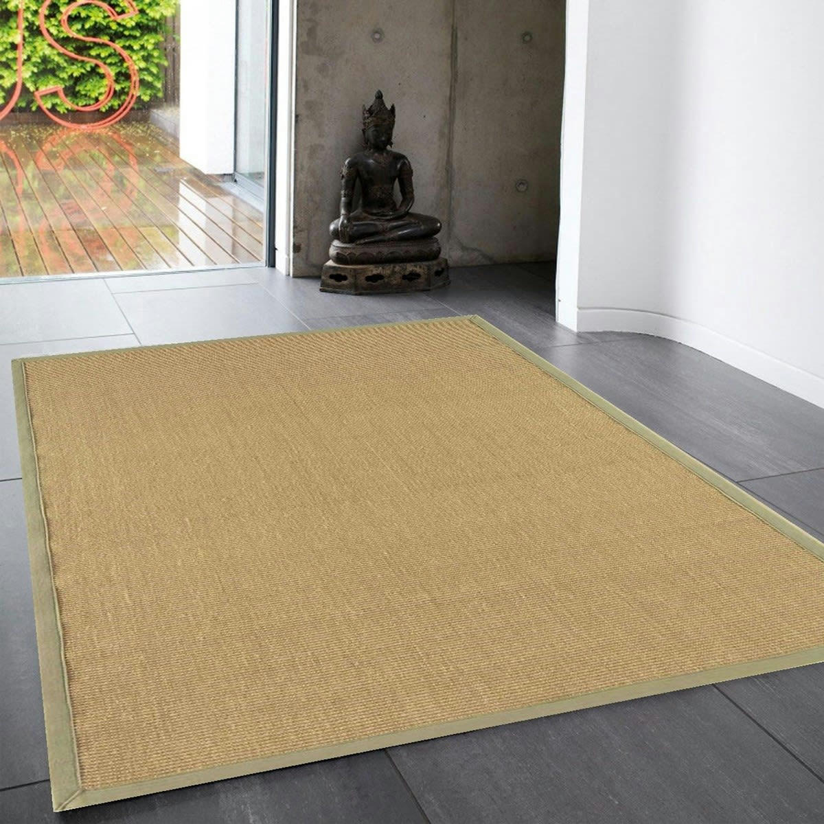 LINDO - Tapis en Fibre végétale Beige clair 68x240 cm