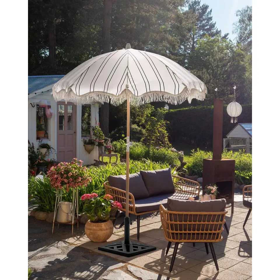 MONDELLO - Tuinparasol - Zwart/Wit - Polyester