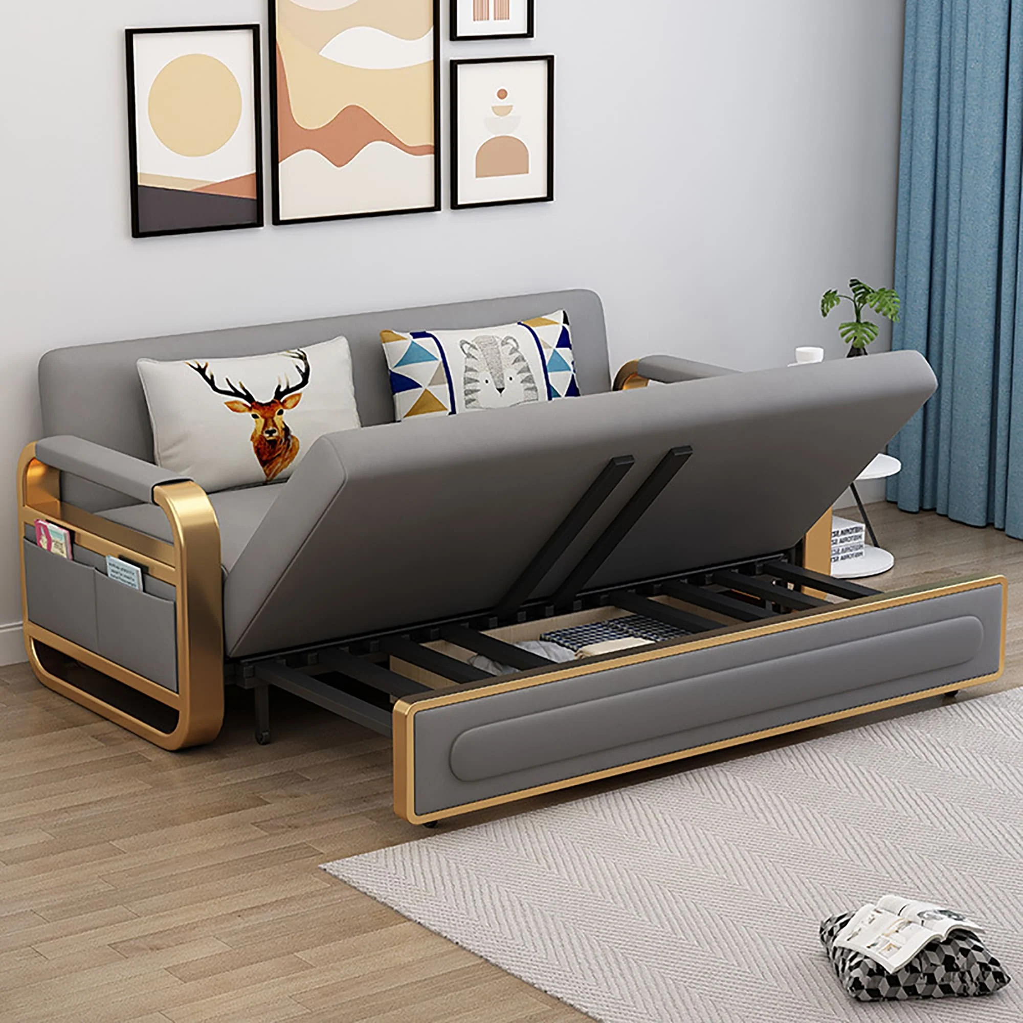 Hansabenne Convertible Sleeper Sofa Bed Sleeper Sofa with Storage Chaise for Living Room