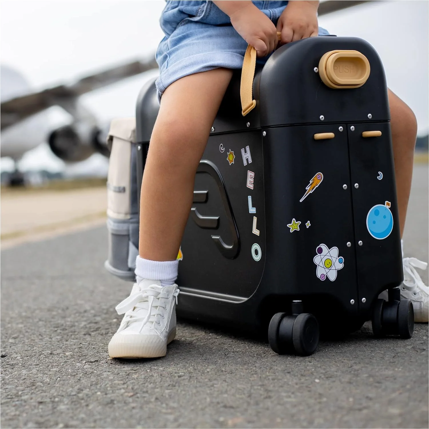 JetKids by Stokke Travel Bundle - Includes Kid��s Ride-On Suitcase  In-Flight Bed + Crew BackPack - Best for Ages 3-7(Pink)