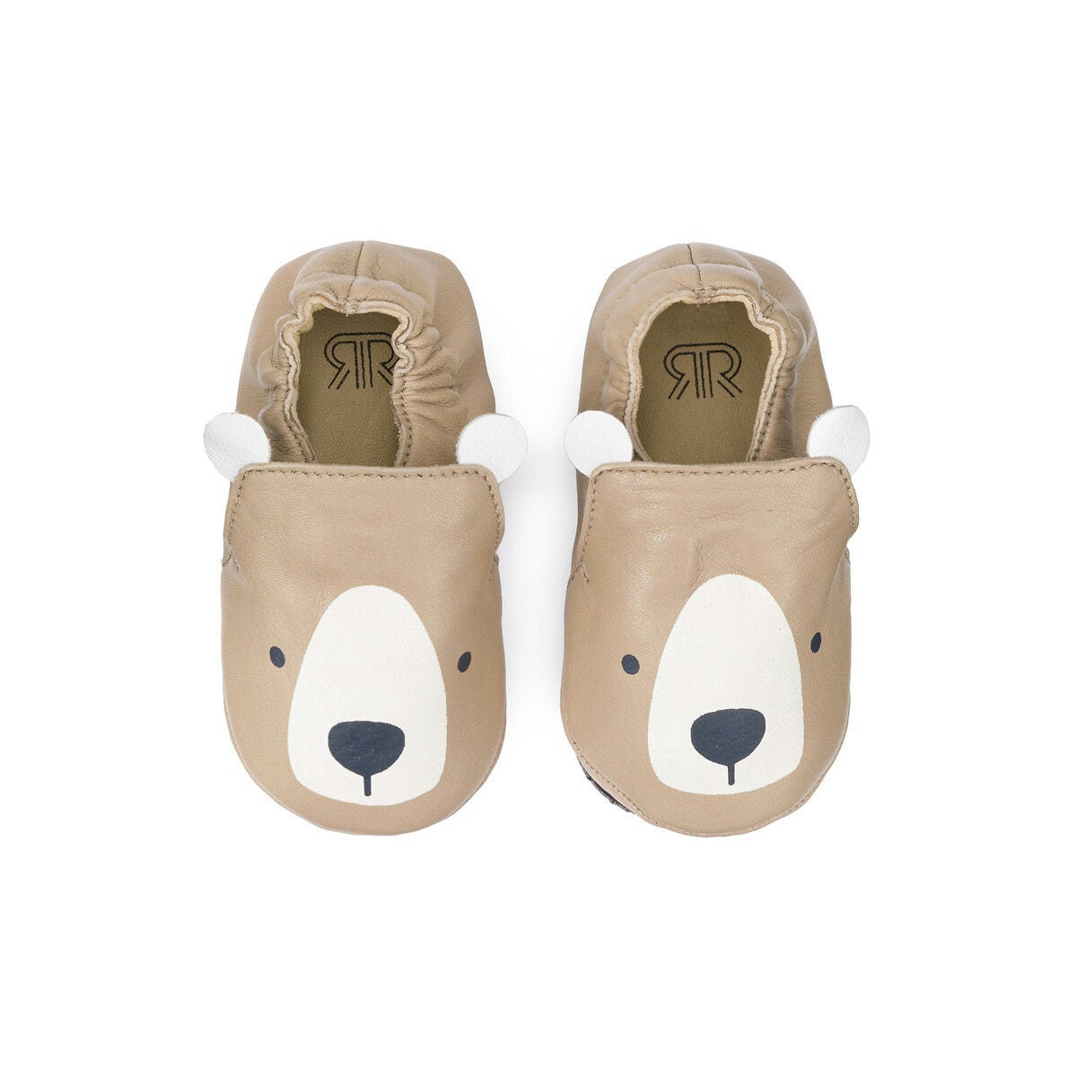 Chaussons cuir, imprimé ours