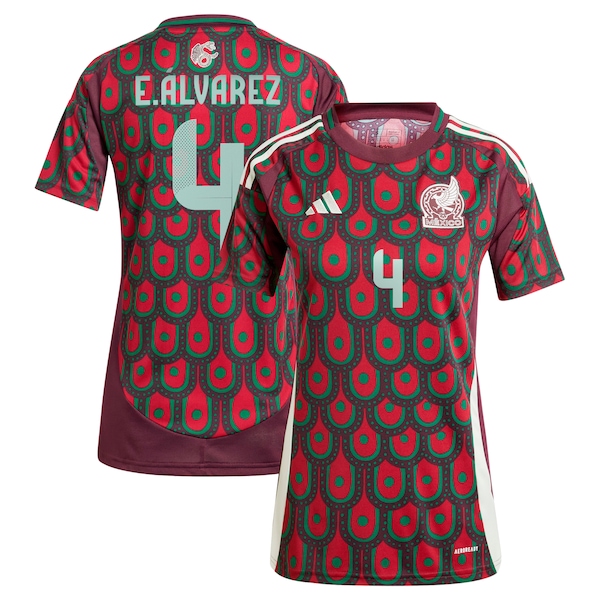 Edson Alvarez Mexico National Team adidas Women's 2024 Home Replica Player Jersey - Burgundy/Green