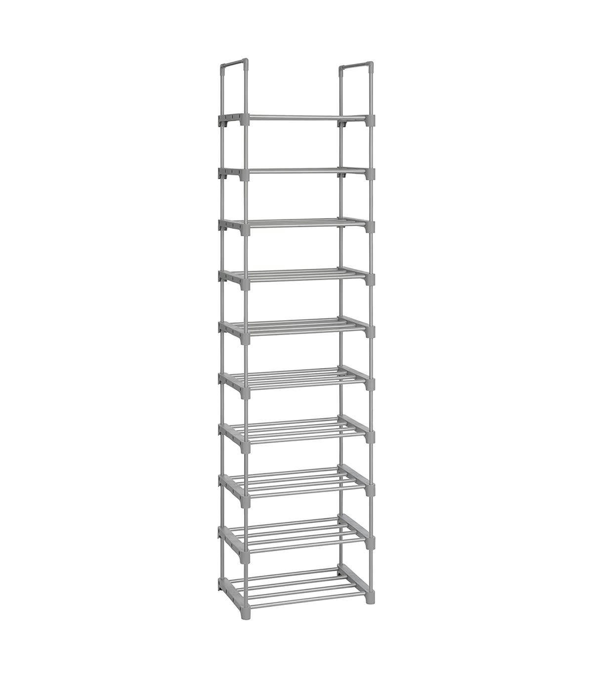 - Etagère à chaussures en fer gris avec 10 niveaux modulables - H174 cm